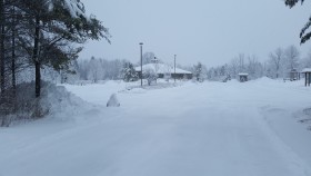 snowy parking lot